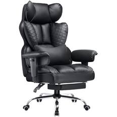 Front. GTPlayer - Big and Tall Gaming Chair Wide Ergonomic Office Chair with Deluxe Embossing Leather Computer Chair,Black - Black.