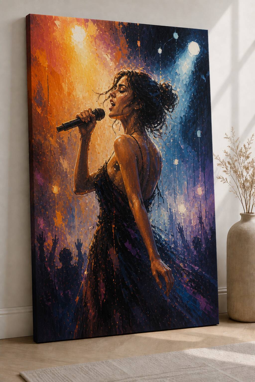 Front. FC Design - Large Ready-to-Hang 24x36"- Female Singer Concert  Art Painting Home Wall Décor - MultiColor.