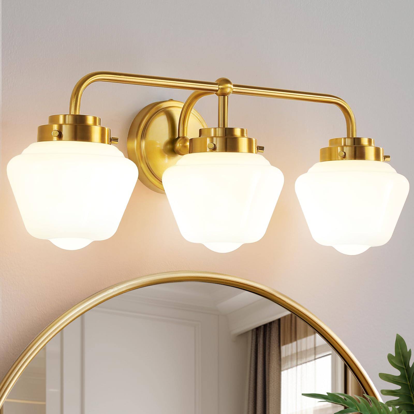 Alt View 5. Cedar Assembly - Bathroom Vanity Light Fixtures s Lights Over Mirror Inch E w Modern Lighting Fixture With Milky Glass For B - Gold 2 Light.