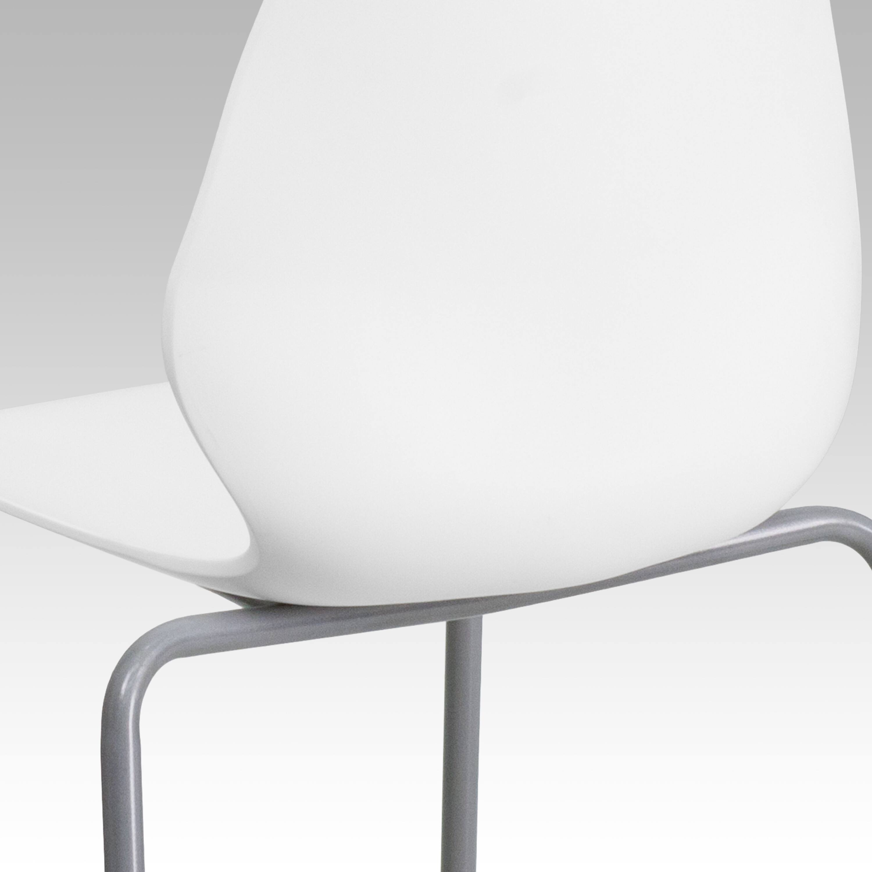 Alt View 8. Emma + Oliver - Multipurpose Home Office Stack Chair with Lumbar Support - White.