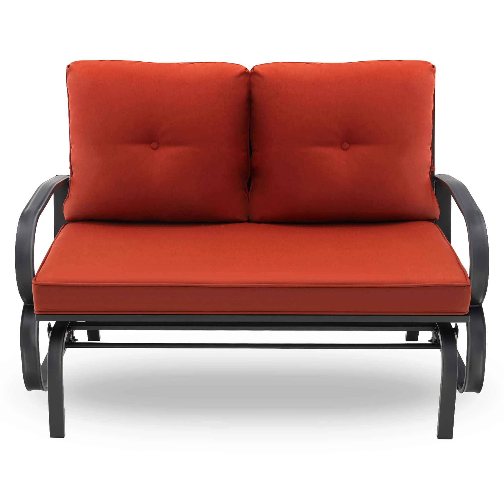 Costway - Patio 2-Person Glider Bench Rocking Loveseat Cushioned Armrest - Brick Red