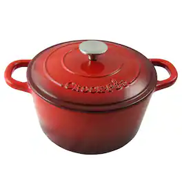 Crockpot - Crock Pot Artisan 5 Quart Round Enameled Cast Iron Dutch Oven in Scarlet - Red