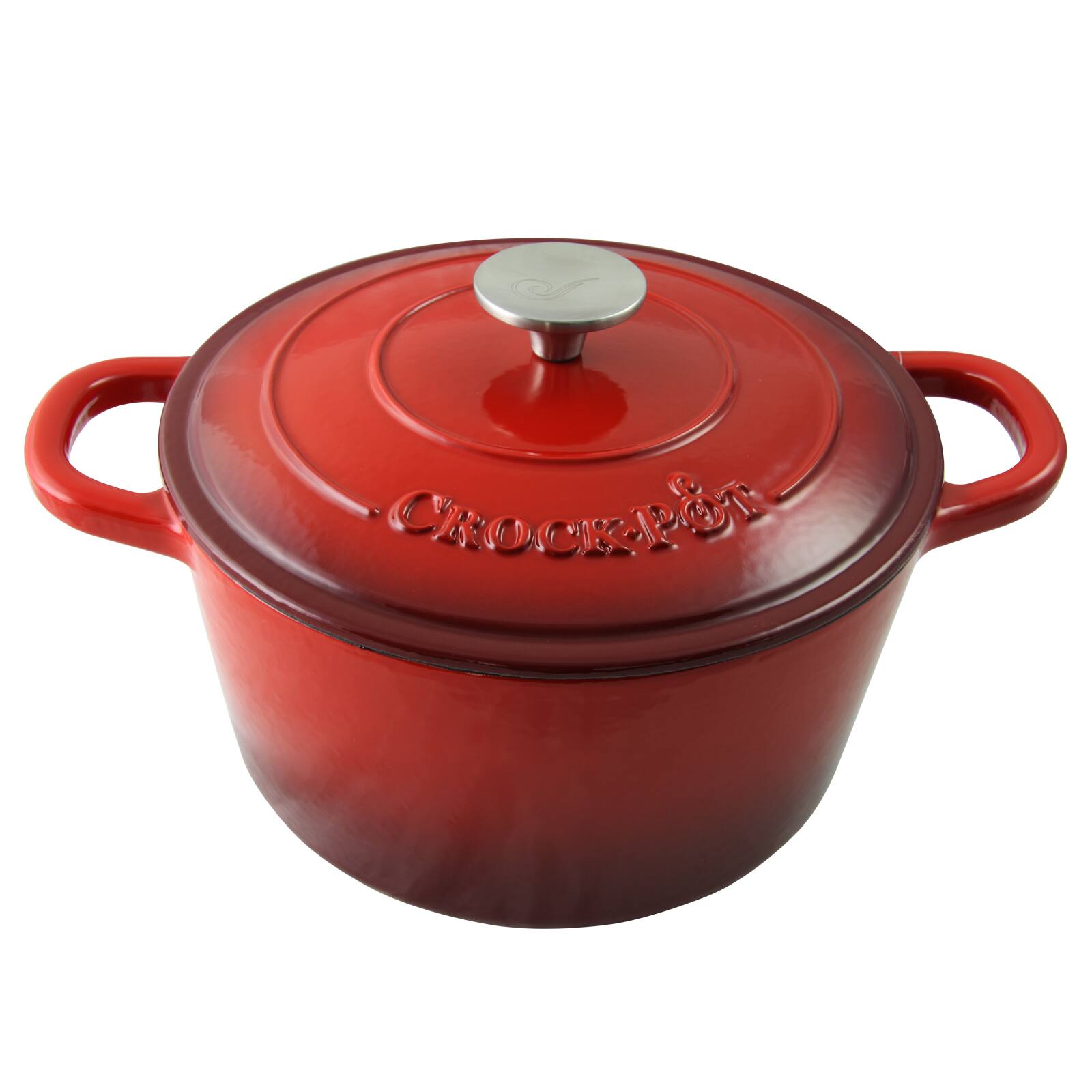 Crockpot - Crock Pot Artisan 5 Quart Round Enameled Cast Iron Dutch Oven in Scarlet - Red