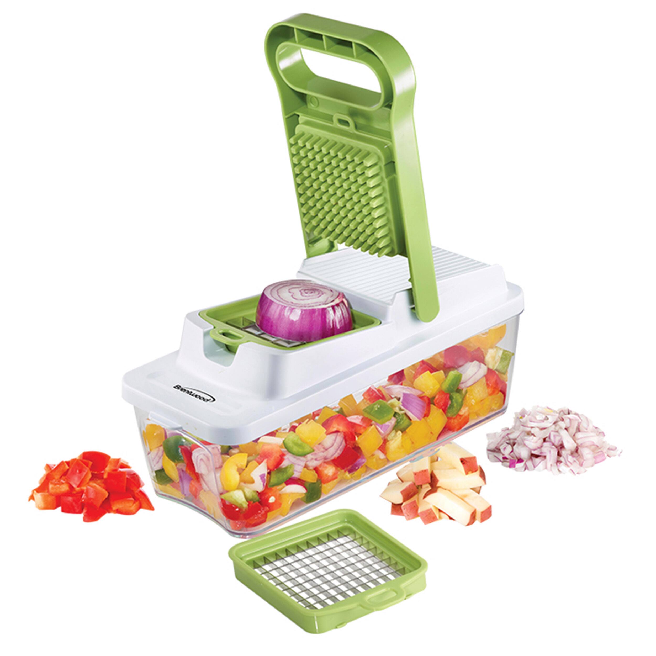 Front. Brentwood - Brentwood Food Chopper and Vegetable Dicer with 6.75 Cup Storage Container in Green - Green.