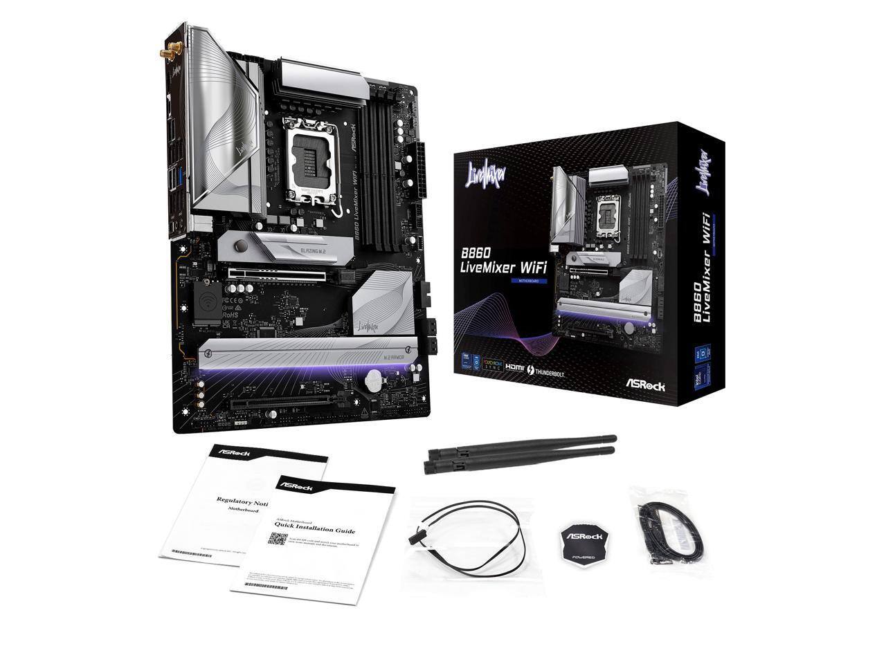 3 ECCO Har de RoHS 5 UZNU? e ... AAA LiveMixer caRM Lupon 2RC J 8860 LiveMixer WiFi C HORY THUNDERBOLT ASRock Asnplater WIFI B860 LiveMixer 10 tont ARech ASReck Regulatory Nonti Joehuckward Qeich Installation Comtite ASRec