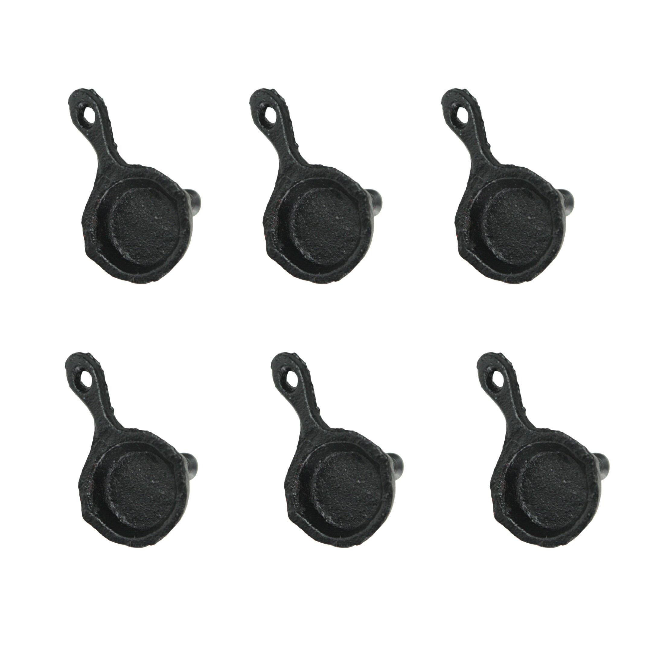 Front. Zeckos - Set of 6 Mini Cast Iron Skillet Drawer Pulls Decorative Kitchen Cabinet Knobs - Black.