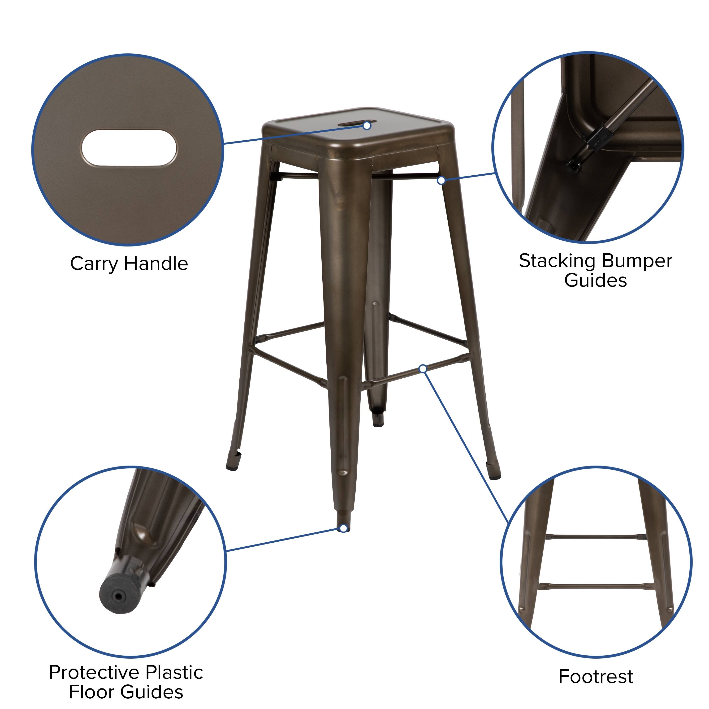 Alt View 13. Alamont Home - 30" High Metal Indoor Bar Stool - Stackable Set of 4 - Gun Metal.