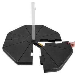 Pefilos - Umbrella Base, 4-Piece Fillable Umbrella Base Stand for Garden Yard Poolside for Outdoor Patio Market Table Umbrella - Black
