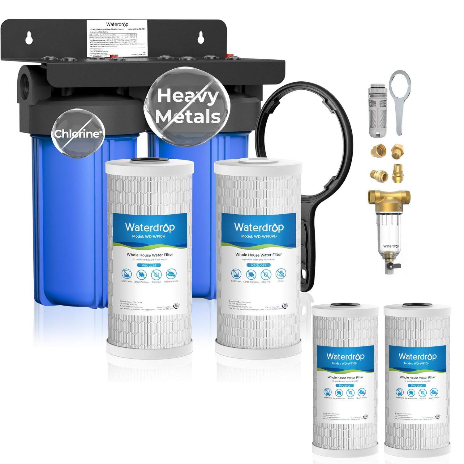 Waterdrop - WD-WHF21-PBH 2 Stage Whole House Water Filter System, with Heavy Metal Sediment Filter Extra WD-RPFK Filters - Blue price history on PriceWatchPro