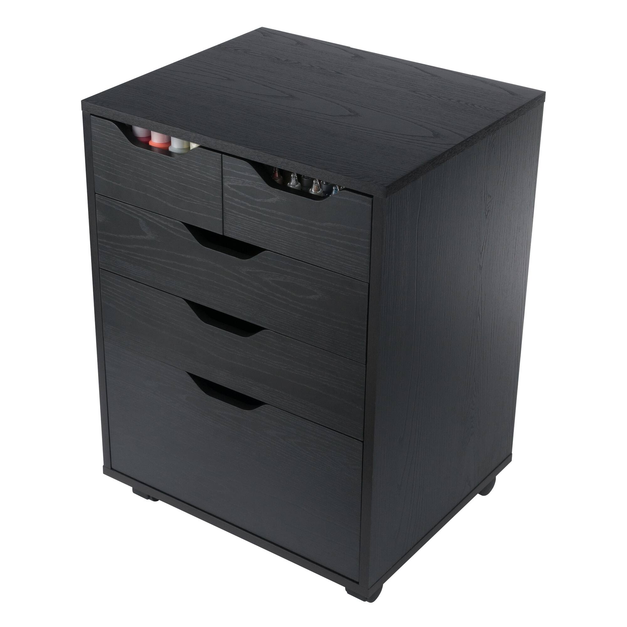 Alt View 10. Winsome Wood - Halifax Bins & Drawers Storage Mobile Cabinet - Black.