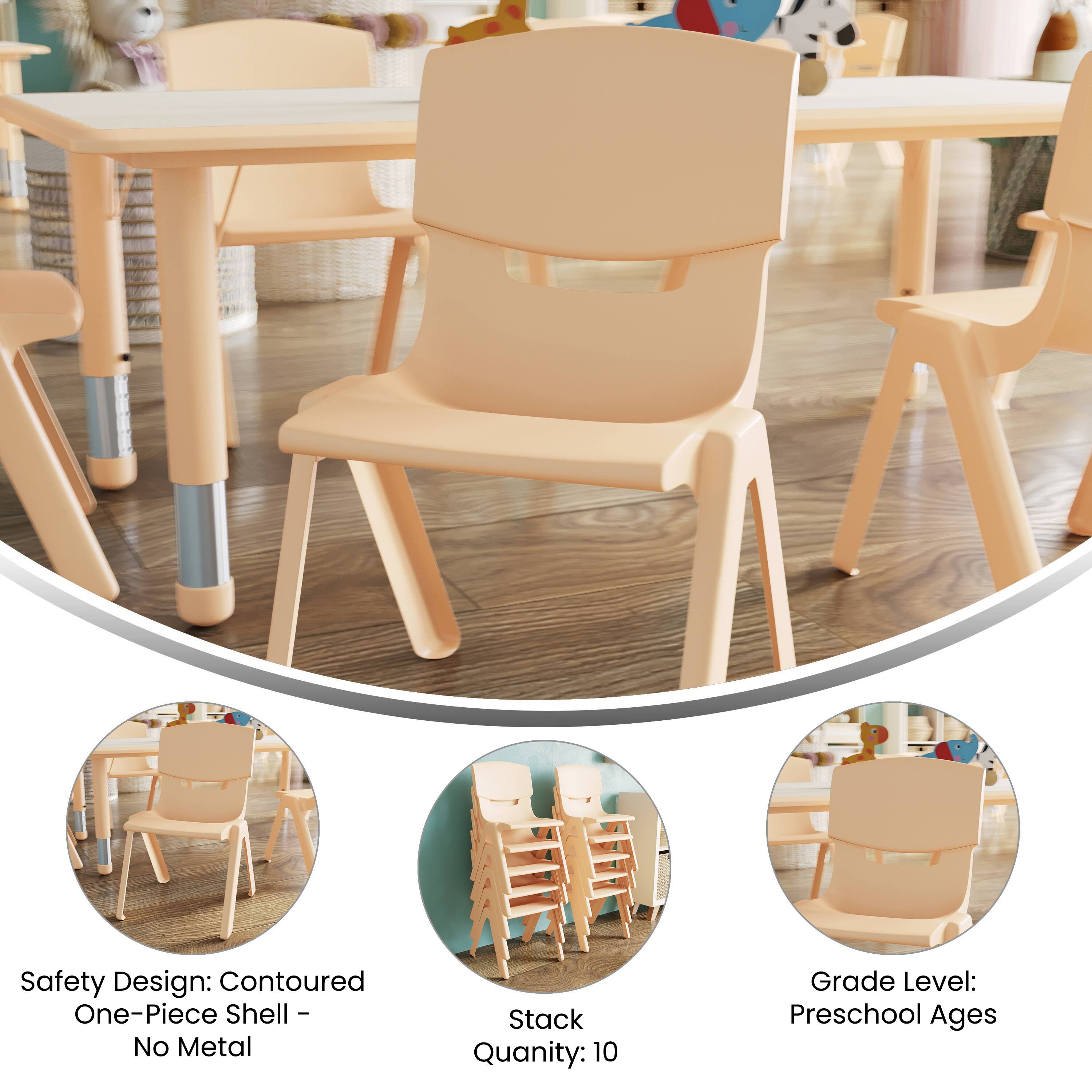 Safety Design: Contoured One-Piece Shell - No Metal  
Stack Quantity: 10  
Grade Level: Preschool Ages