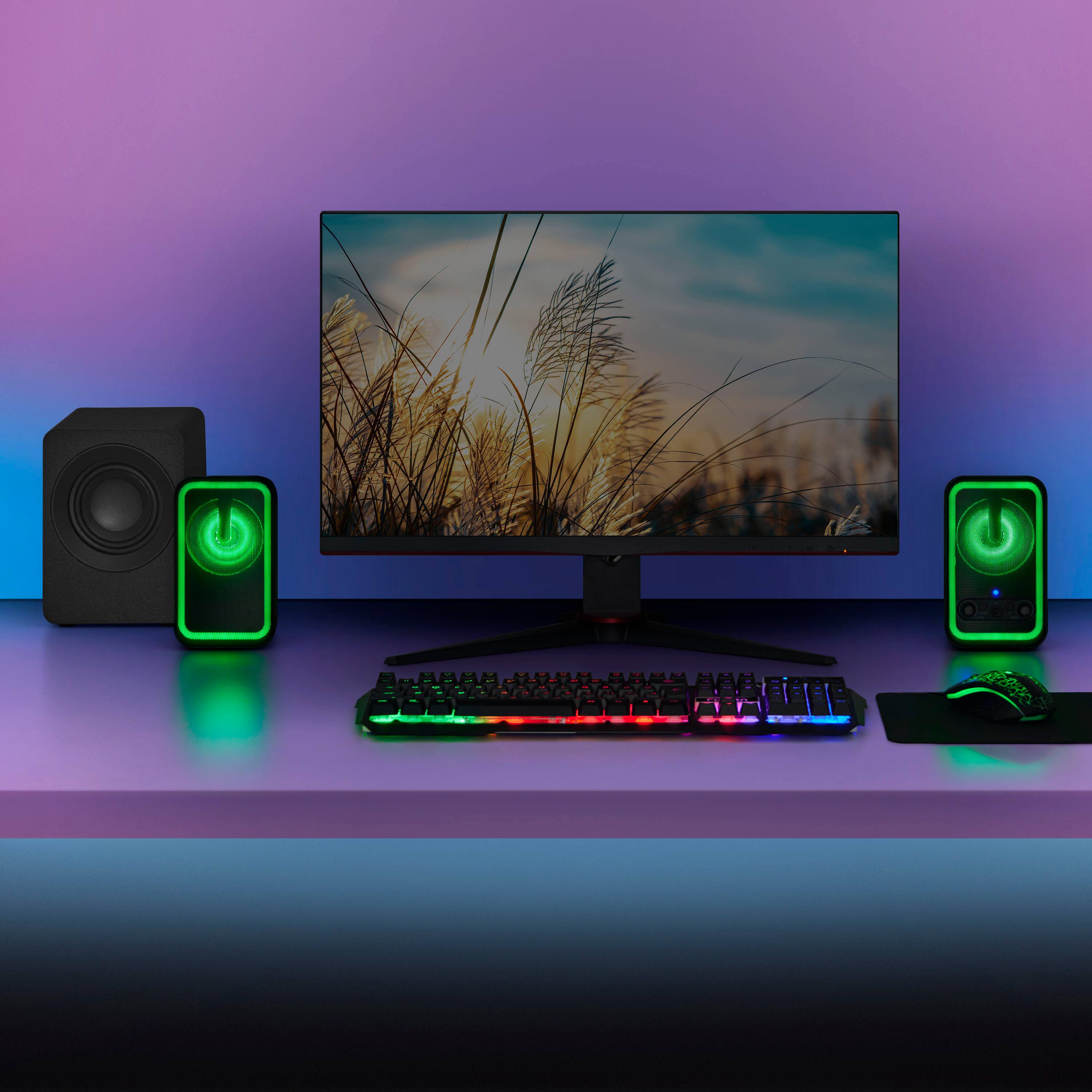 Alt View 1. Insignia™ - 2.1 Bluetooth Computer Speaker System with RGB Lighting and Remote Control (3-Piece) - Black.
