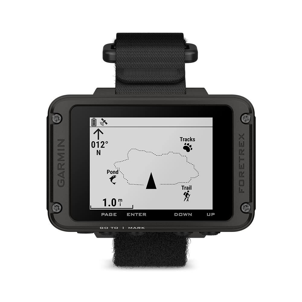 GARMIN FORETREX

012° N

Tracks

Pond

Trail

1.0 m

PAGE ENTER DOWN UP

GO TO MARK