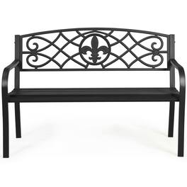 Gymax - Garden Bench Loveseat Outdoor Garden Park w/ Steel Frame Backrest - Black