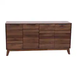 Flash Furniture - Hatfield Mid-Century Modern 60 Inch 4 Door Storage Buffet Sideboard, 4 Soft Close Doors, Adjustable Shelves, TV Stand fo - Brown