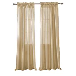 RT Designers Collection - 100% Polyester 82 GSM Faux Silk Nikki Rod Pocket Curtain Panel 54" x 84" - Beige