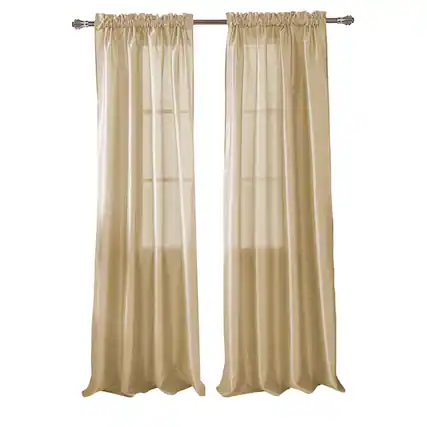 Front. RT Designers Collection - RT Designers Collection 100% Polyester 82 GSM Faux Silk Nikki Rod Pocket Curtain Panel 54" x 84" Beige - Beige.