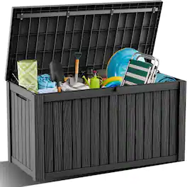 Yardgrace - 120 Gallon Waterproof Deck Box Lockable Patio Storage for Patio Furniture,Garden - Black
