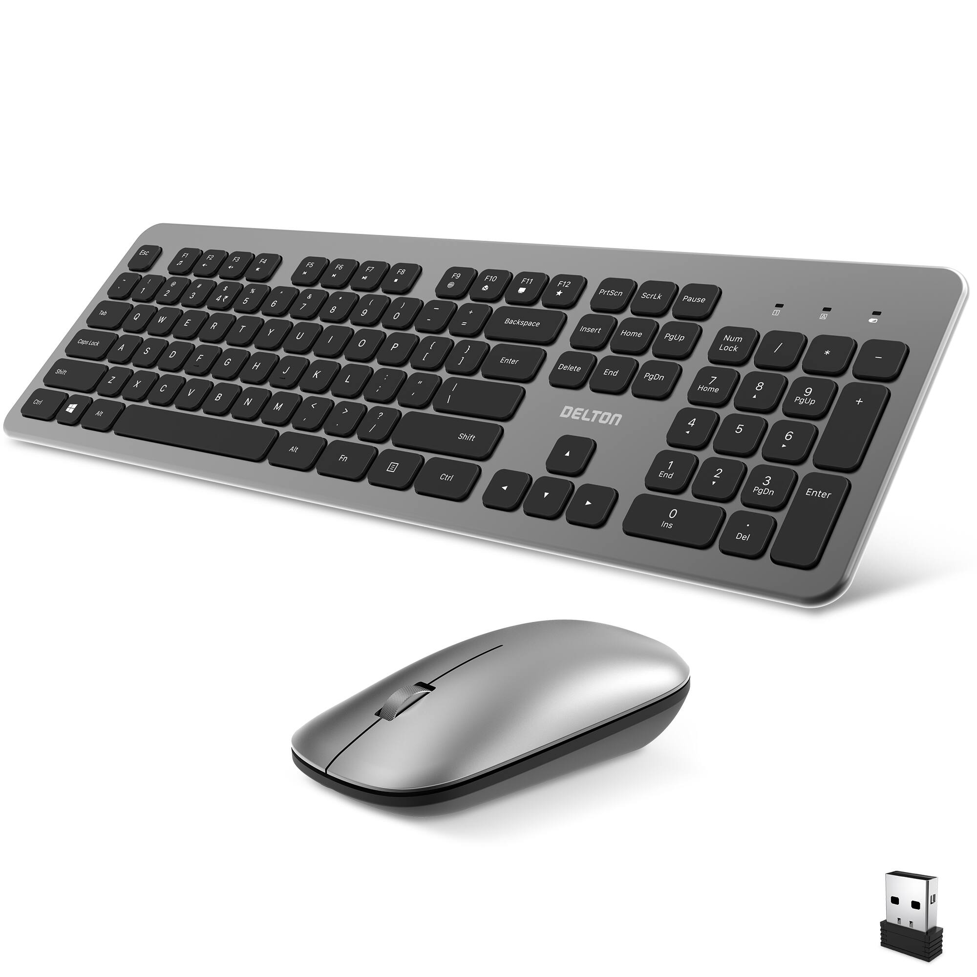 Delton - K100 Ergonomic Wireless Keyboard & Mouse Set (DKMK100-WB) - Black