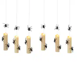 The Gerson Companies - Gerson 8.39 in. Spider Candles Hanging Decor - Black | White