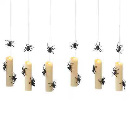 Front. The Gerson Companies - Gerson 8.39 in. Spider Candles Hanging Decor - Black | White.