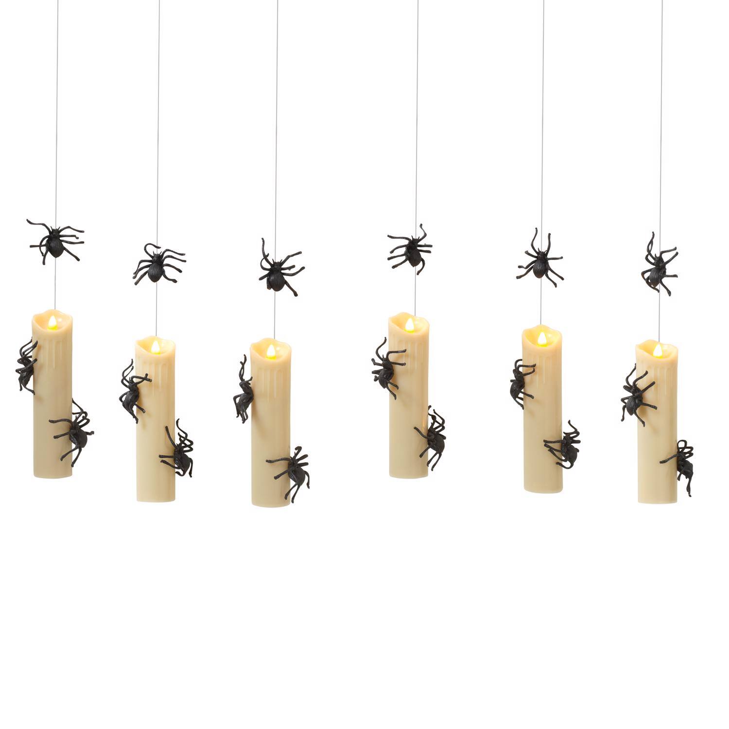 Front. The Gerson Companies - Gerson 8.39 in. Spider Candles Hanging Decor - Black | White.