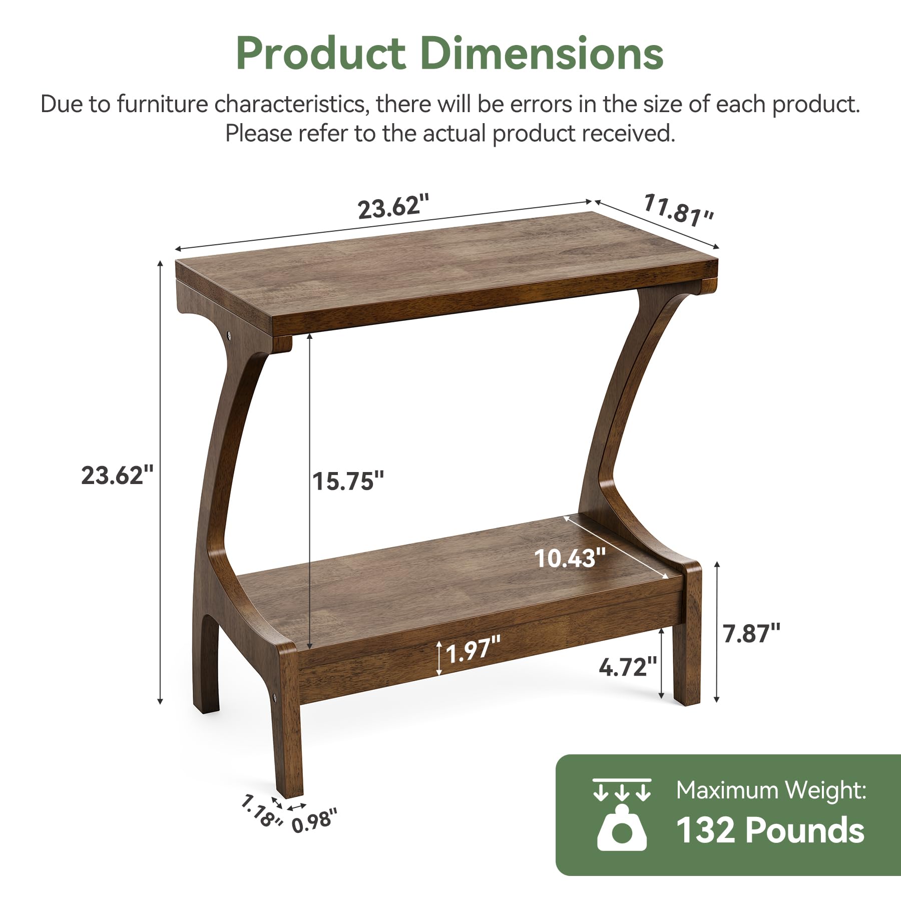 Tribesigns Solid Wood End Table with Storage Shelf, Small Accent Table ...