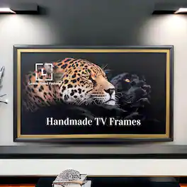 LAREDO FRAME FACTORY - 65 inch Handmade Tv frame for Samsung The Frame tv and Frame Pro Model - SATIN BLACK WITH GOLD LEAF