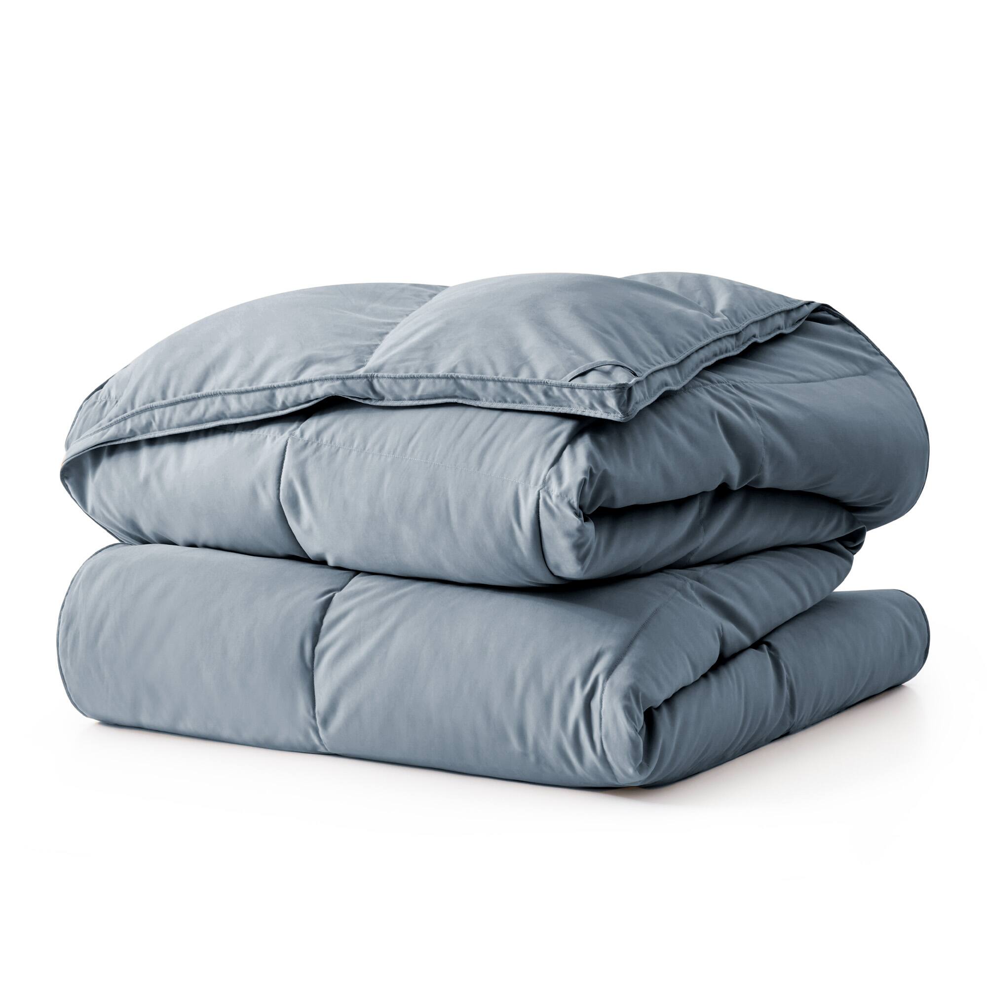 Left. Peace Nest - Peace Nest Luxurious Hotel Feather and Down Fiber Comforter, All Season Duvet Insert, Gray, King - Gray.