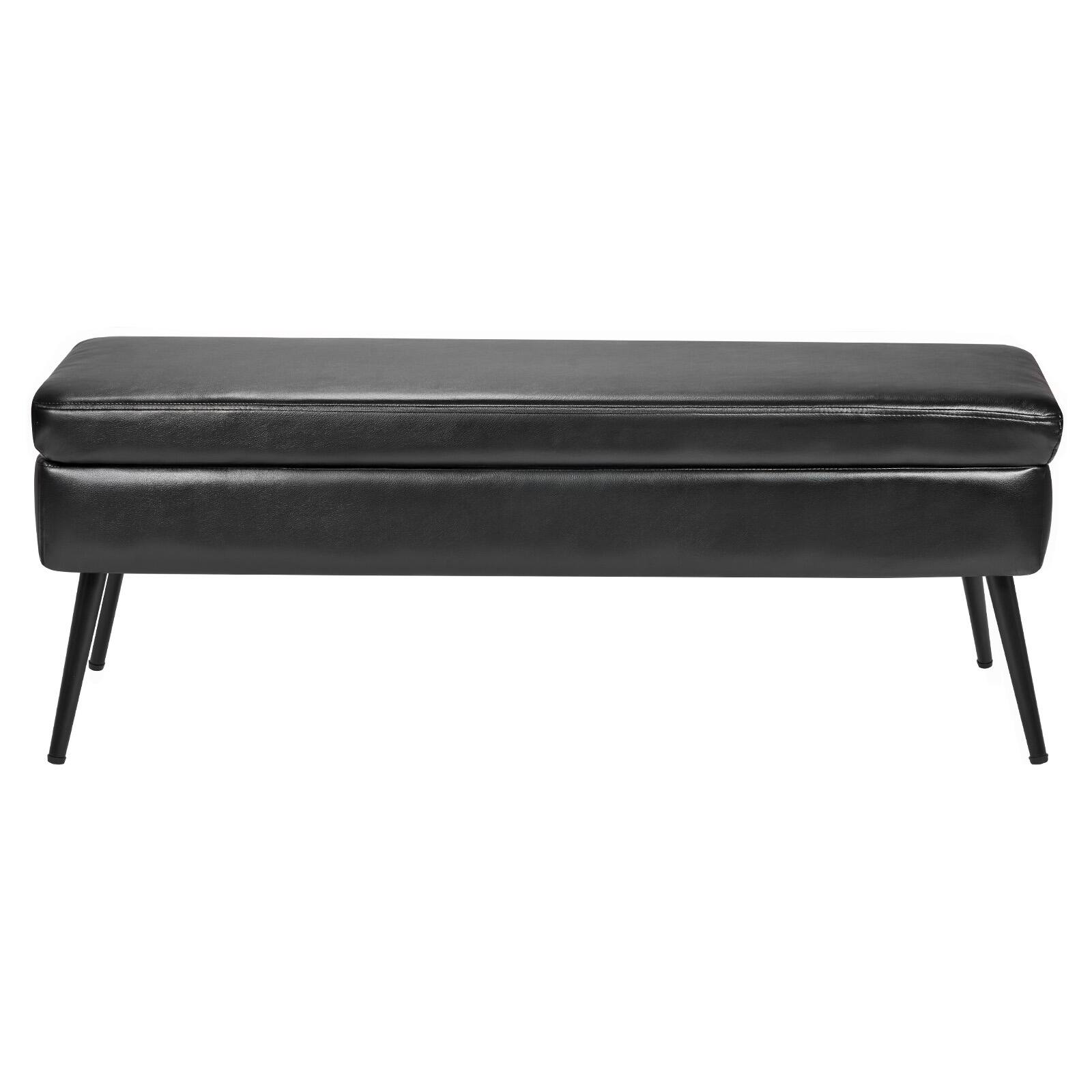 Alt View 5. VEVOR - Leather Storage Ottoman Bench, PU Leather Bench with Storage and Metal Legs, Modern Shoe Benches Seat, Upholstered - Black.