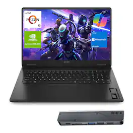 HP - Omen 17.3" FHD Gaming Laptop - AMD Ryzen AI 9 365 - 16GB RAM - 1TB SSD - NVIDIA GeForce RTX 5070 - 7 in-1 USB-C Hub - Black