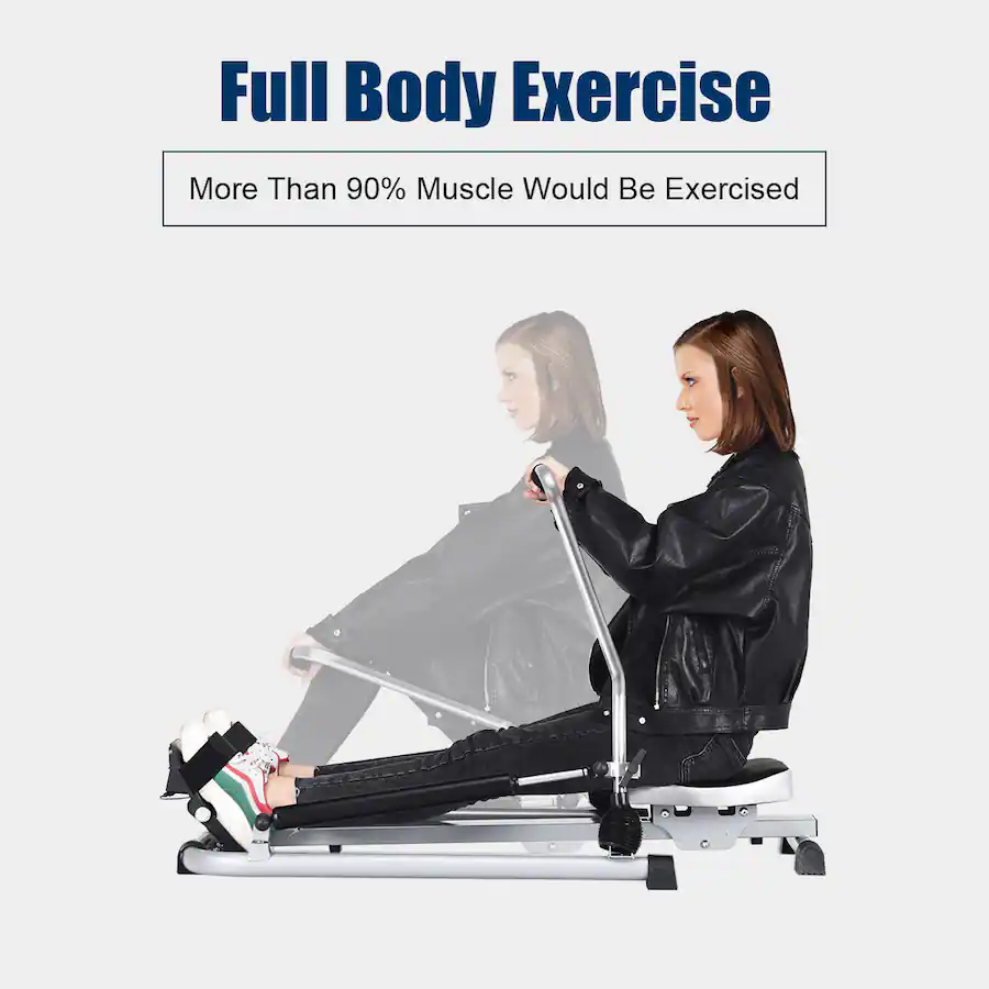 Best Buy Rower Costway Exercise Rowing Machine Rower with Adjustable Double Hydraulic ...