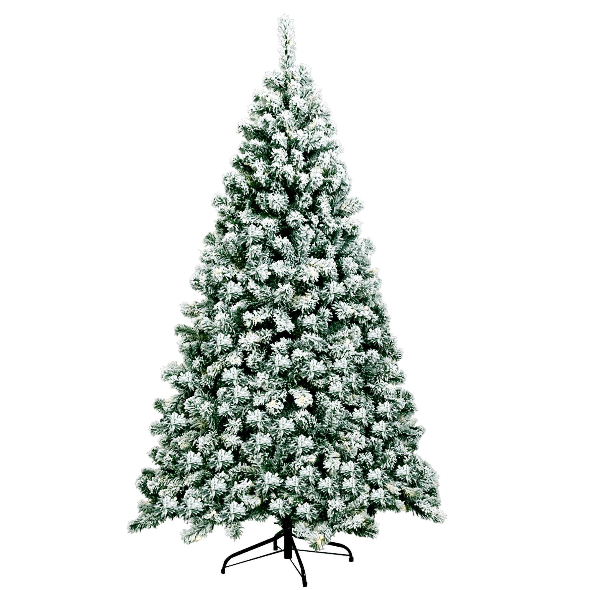 Alt View 21. Costway - 6Ft Pre-Lit Premium Snow Flocked Hinged Artificial Christmas Tree w/ 250 Lights - Green/White.