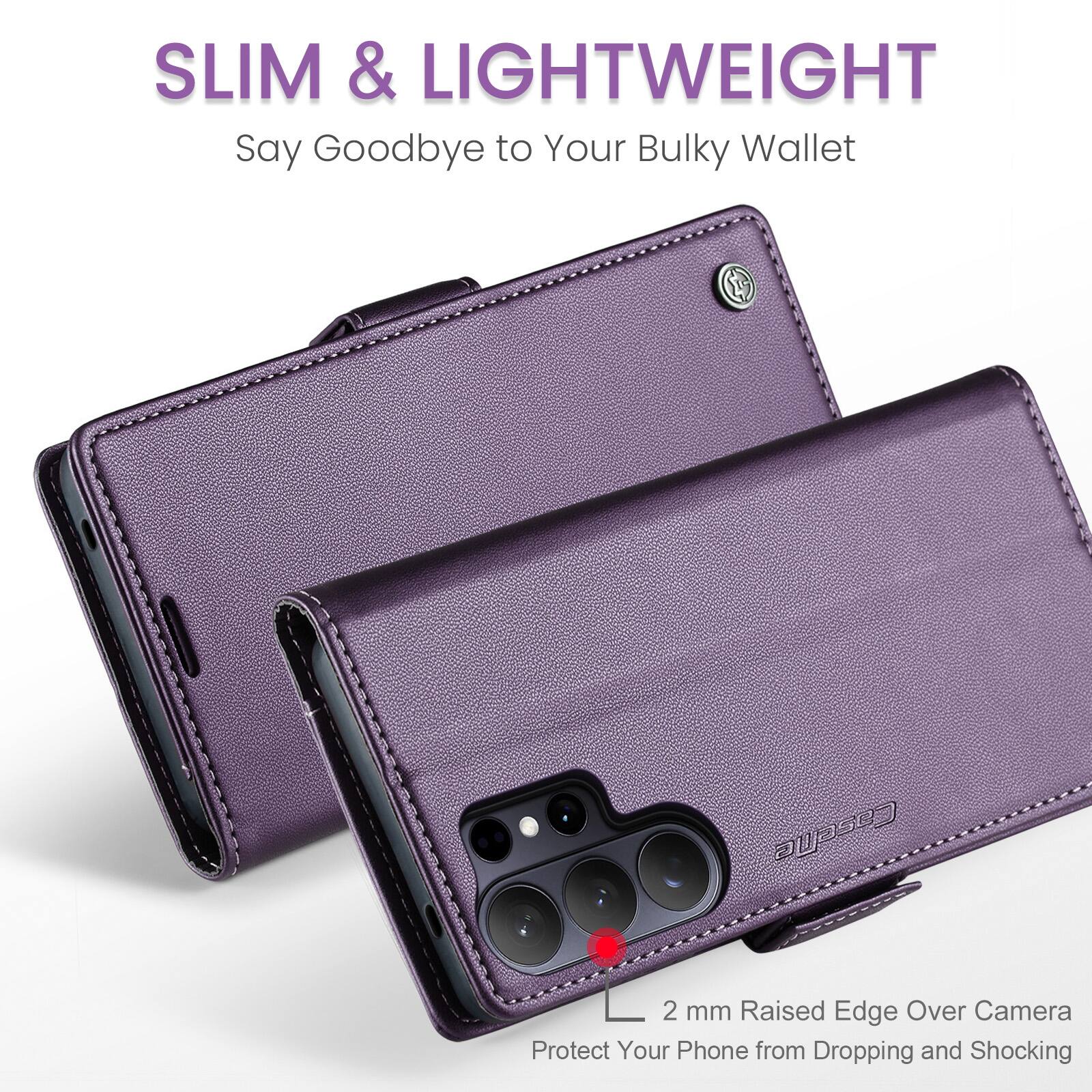 SLIM & LIGHTWEIGHT  
Say Goodbye to Your Bulky Wallet  

Cosehe  
2 mm Raised Edge Over Camera  
Protect Your Phone from Dropping and Shocking