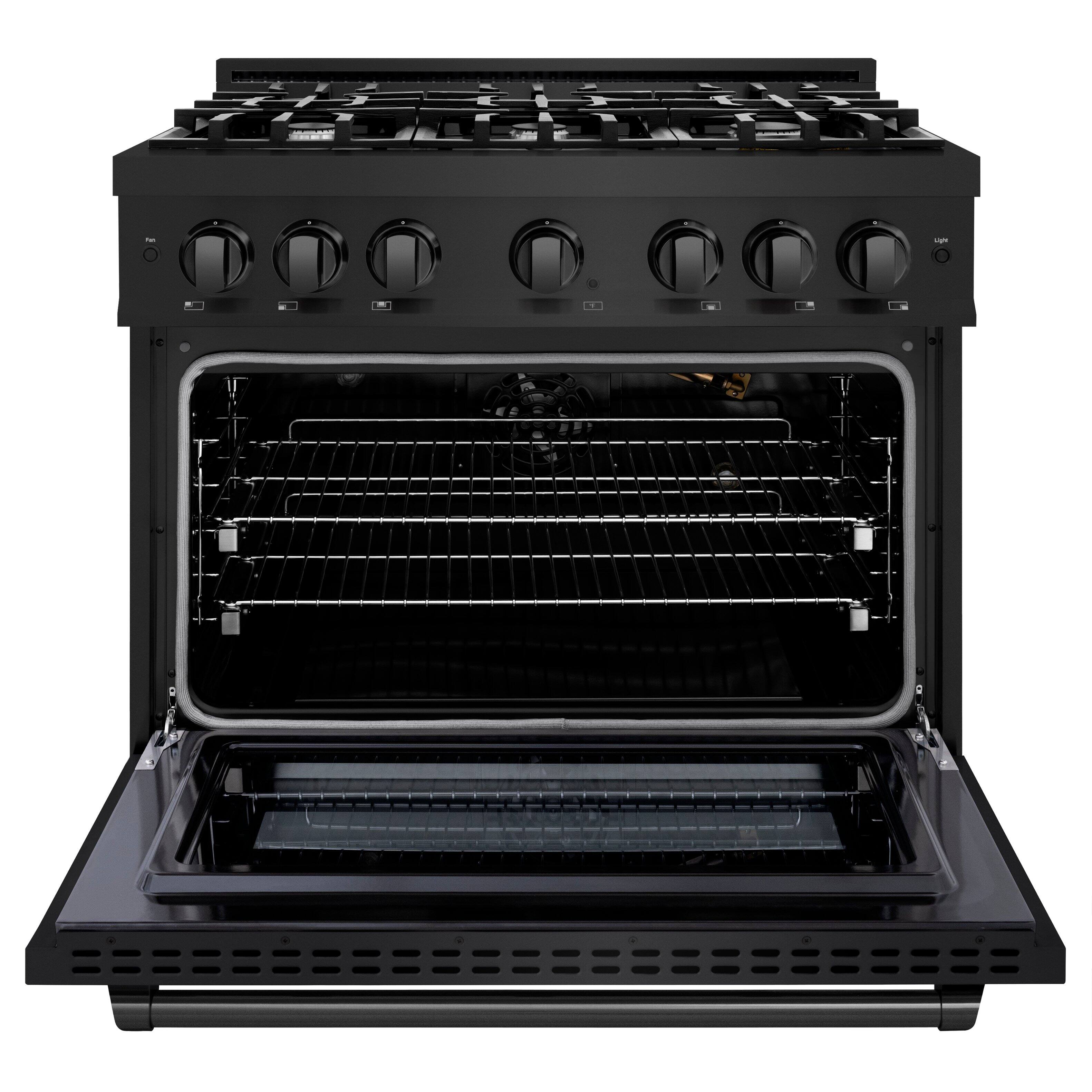 Alt View 1. ZLINE - ZLINE 36 in. 5.2 cu. ft. Freestanding Select Gas Range w/ 6 Burners & Convection Oven in Black Stainless (HGRB-36) - Black Stainless Steel.
