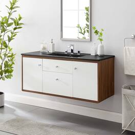 Modway - Transmit Wall-Mount Bathroom Vanity Basin Included - Walnut Black