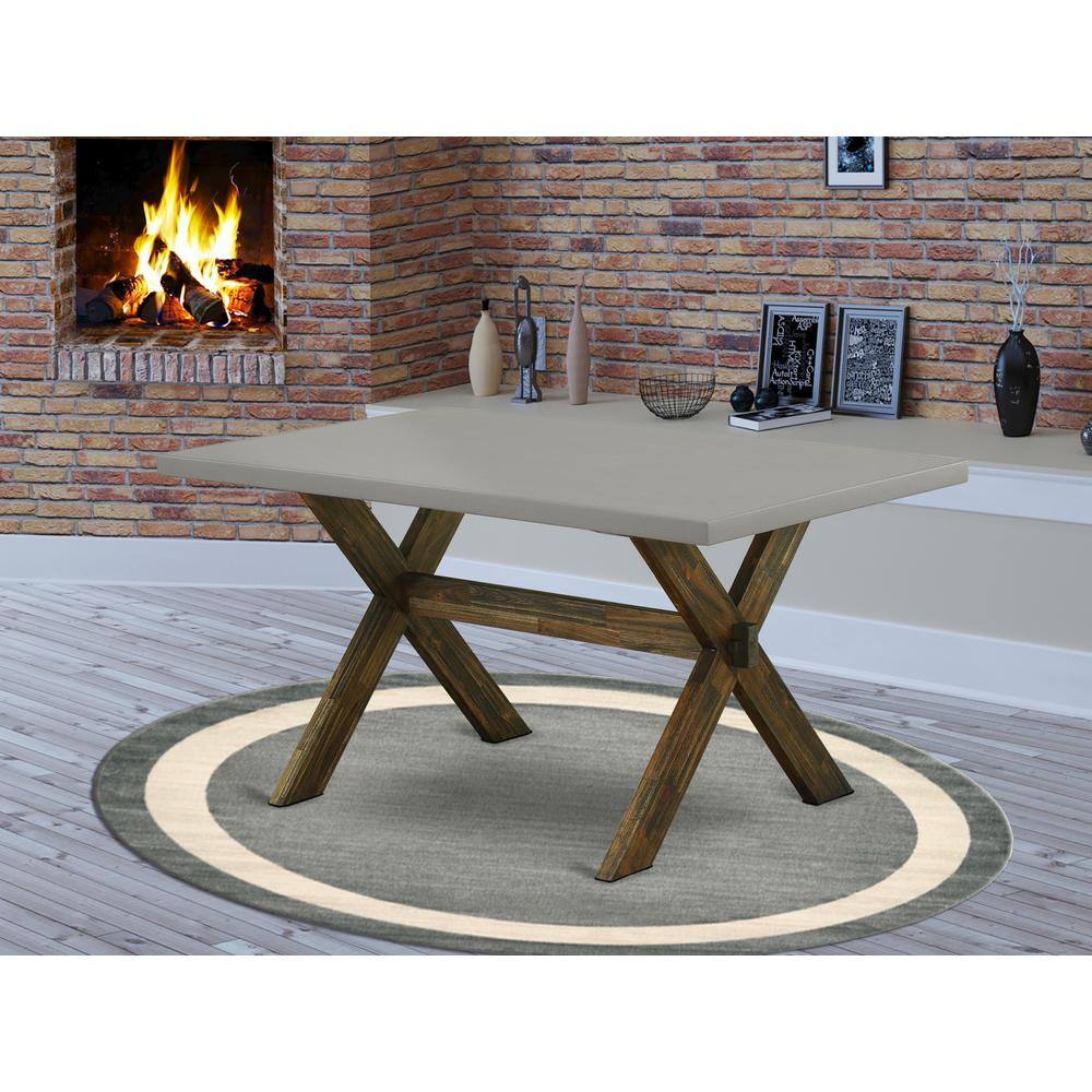 Back. East West Furniture - Dining Table Distressed Jacobean & Cement - Brown.
