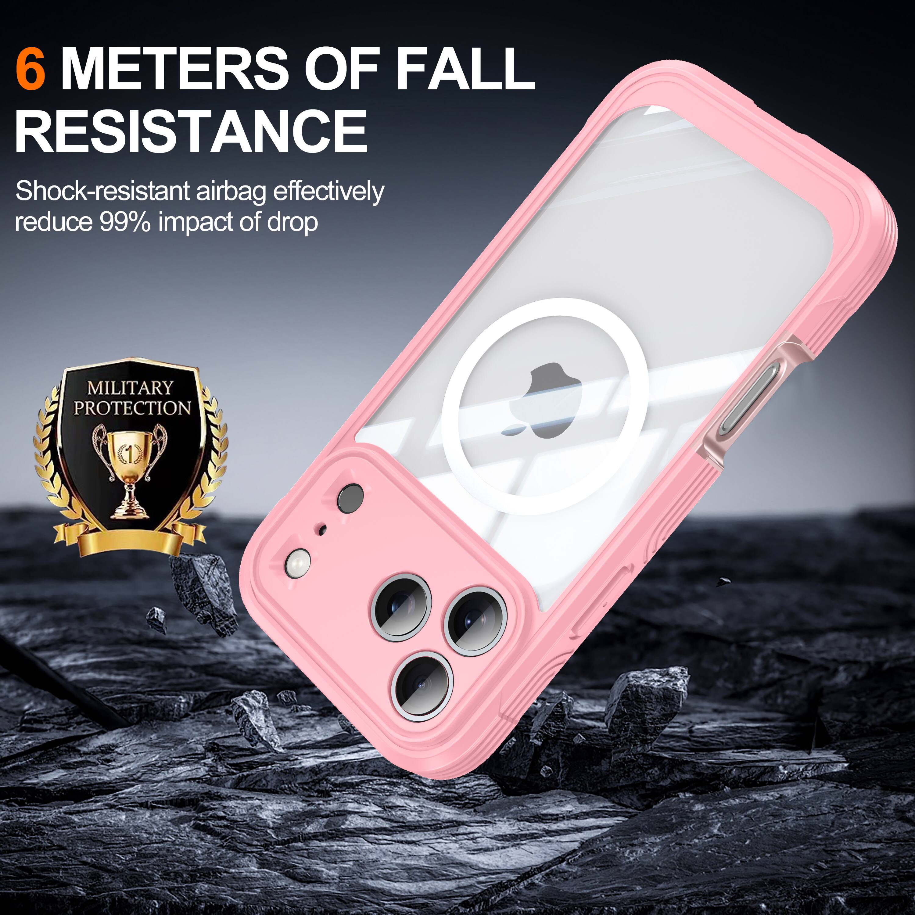 6 METERS OF FALL RESISTANCE  
Shock-resistant airbag effectively reduce 99% impact of drop  
MILITARY PROTECTION