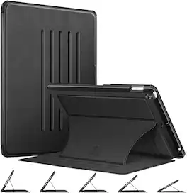 Fintie - Shockproof Case For iPad 9th/8th/7th Gen 10.2 Inch, Multi-Angle Viewing Soft TPU Back Cover, Magnetic Kickstand - Black