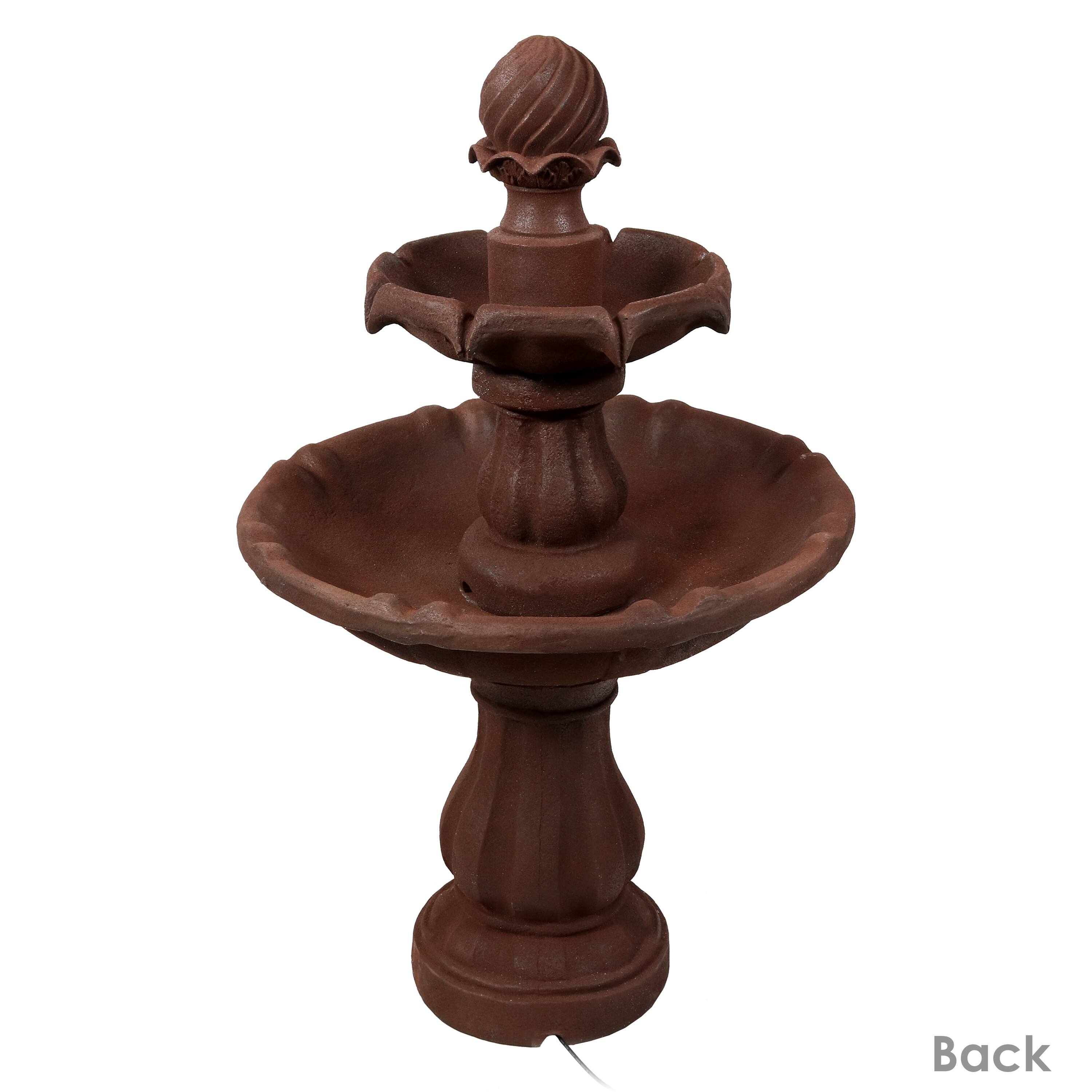 Alt View 10. Sunnydaze - Resin Outdoor 2-Tier Solar Water Fountain with Battery - Rust.
