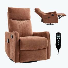 Kadyn - Heat Massage Recliner Chair, 8 Vibration Modes & Lumbar Heat, Rocker Swivel, Manual Control - Orange