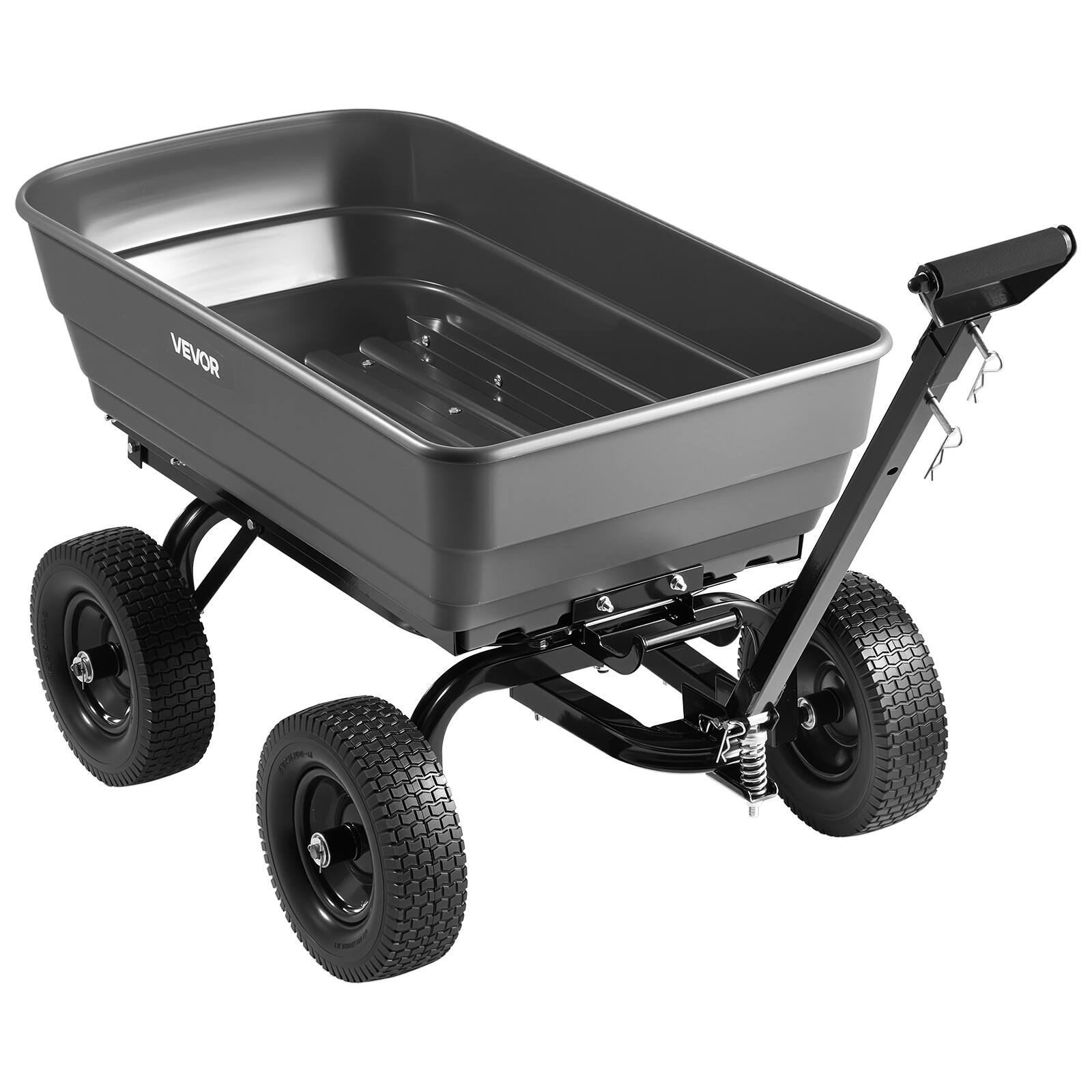Alt View 5. VEVOR - Garden Dump Cart, 1200 lbs Poly Dump Cart, 6 Cu. Ft. Garden Carts Dumps Wagon with 2-in-1 Convertible Handle - Black.
