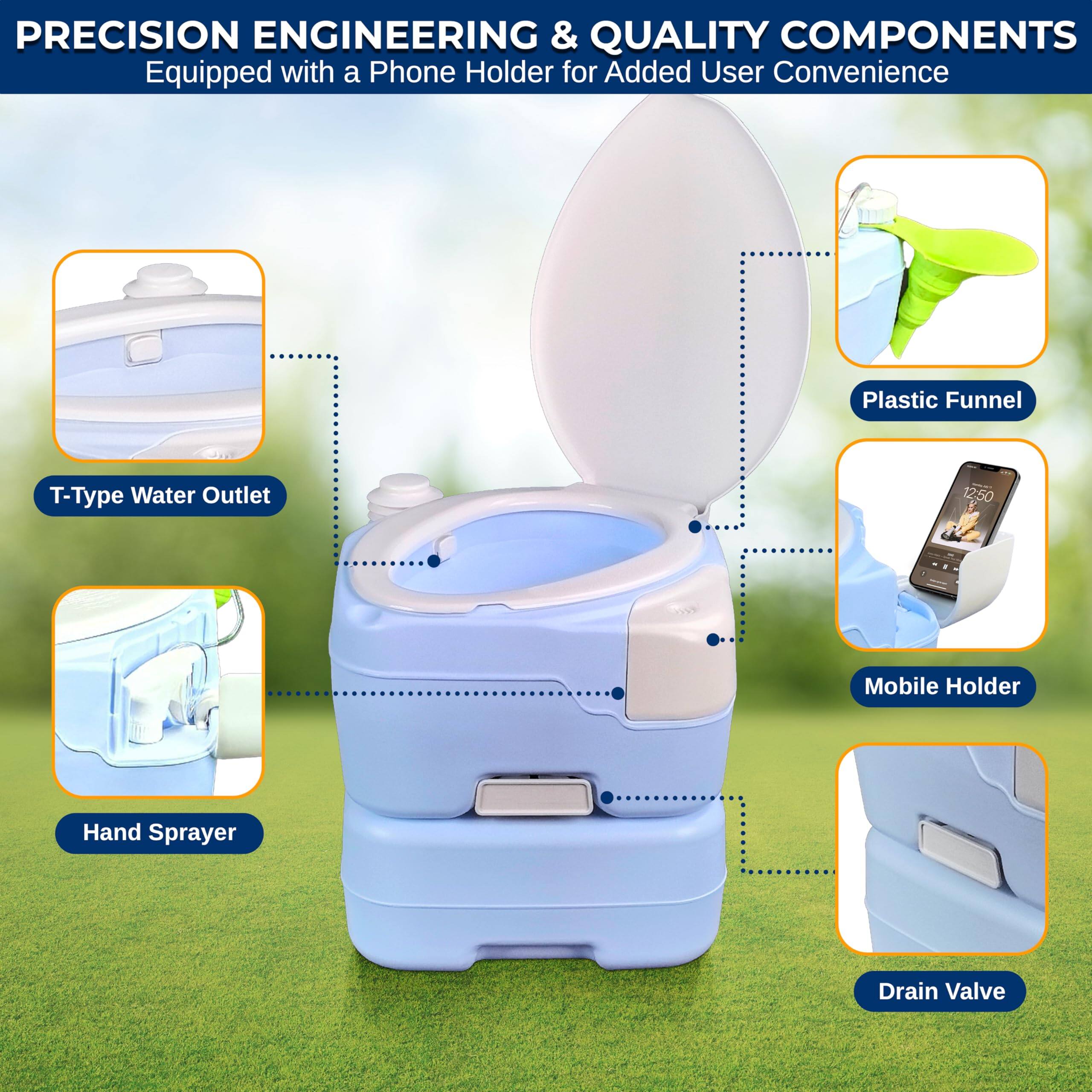 PRECISION ENGINEERING & QUALITY COMPONENTS  
Equipped with a Phone Holder for Added User Convenience  

- T-Type Water Outlet  
- Plastic Funnel  
- Hand Sprayer  
- Mobile Holder  
- Drain Valve
