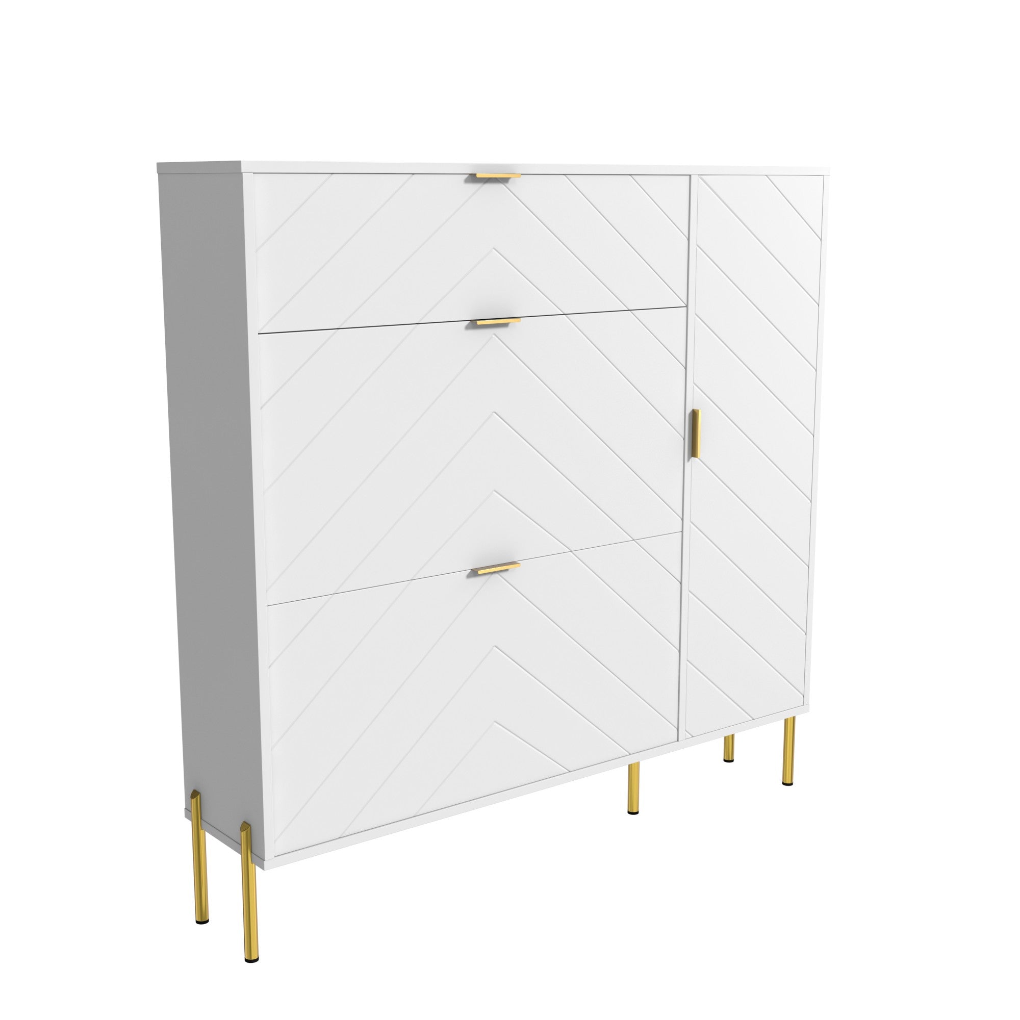 Alt View 1. Boyel Living - 49.21 in. H Wood Shoe Storage Cabinet with Flip-Up Drawers and Adjustable Shelf - White.