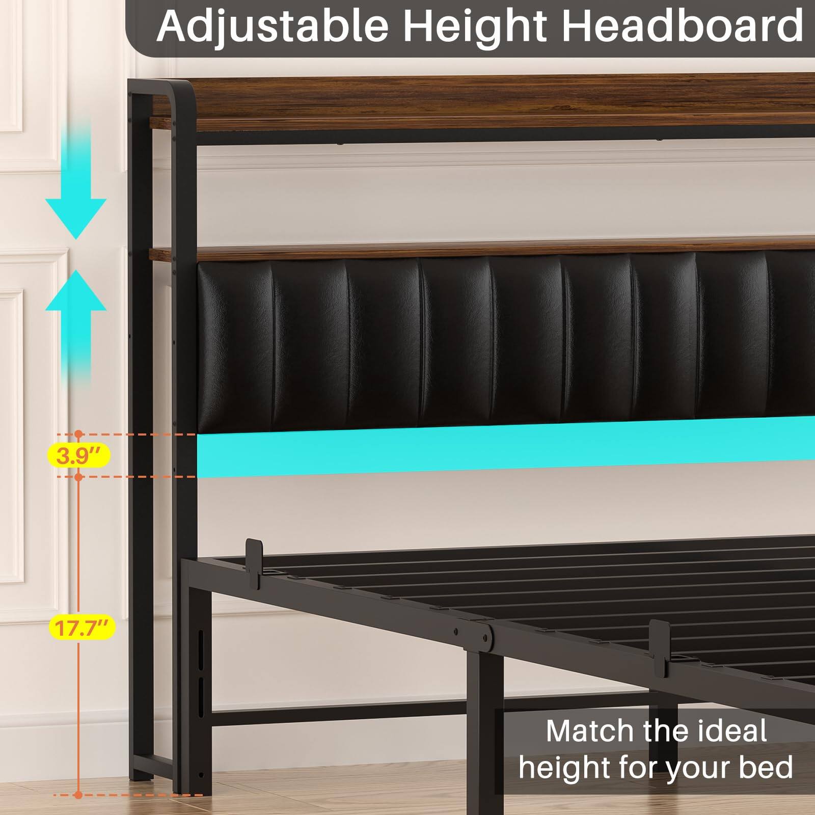 Adjustable Height Headboard 3.9" 17.7" Match the ideal height for your bed