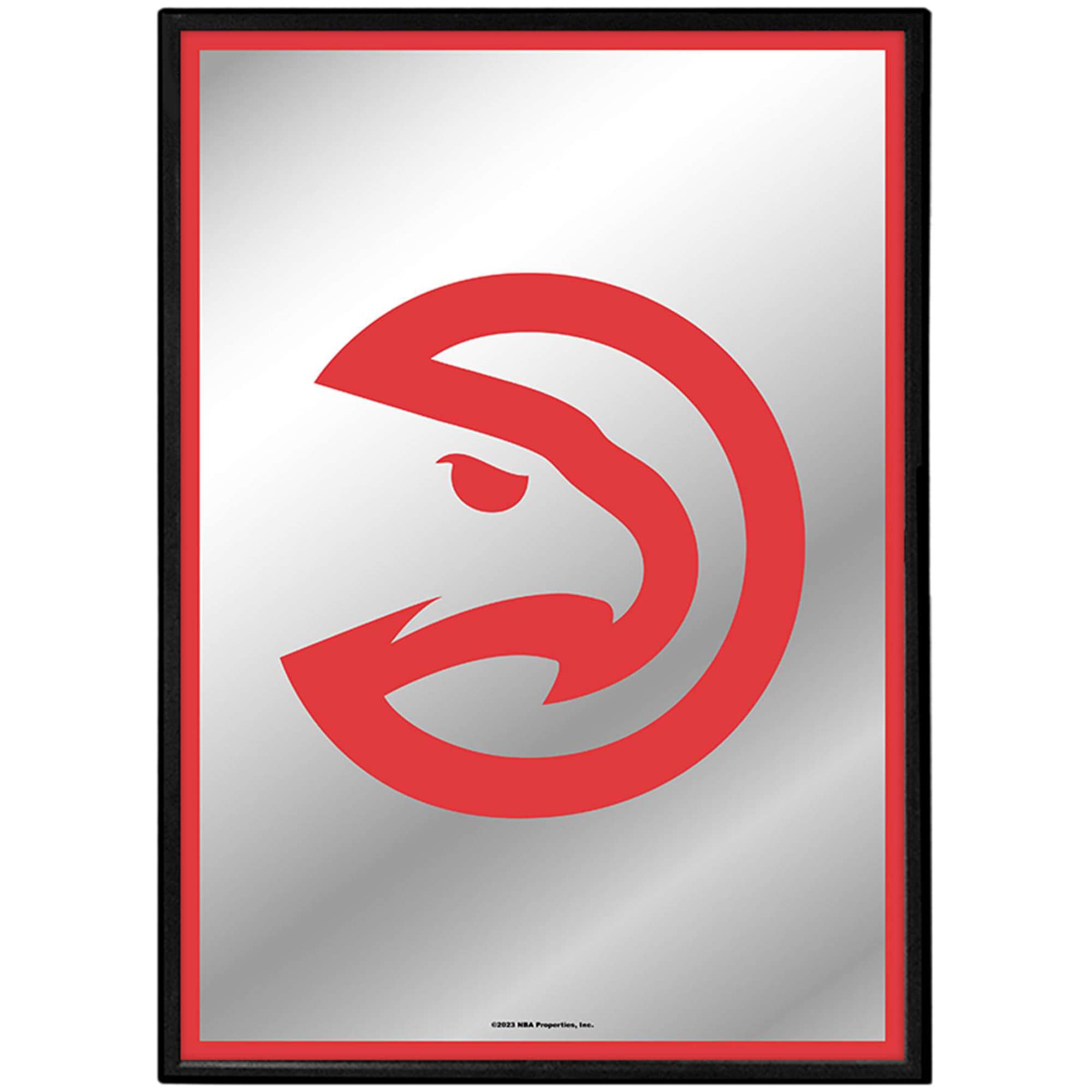Front. The Fan-Brand - Atlanta Hawks 19" x 27" Framed Mirrored Wall Sign - Multicolor.
