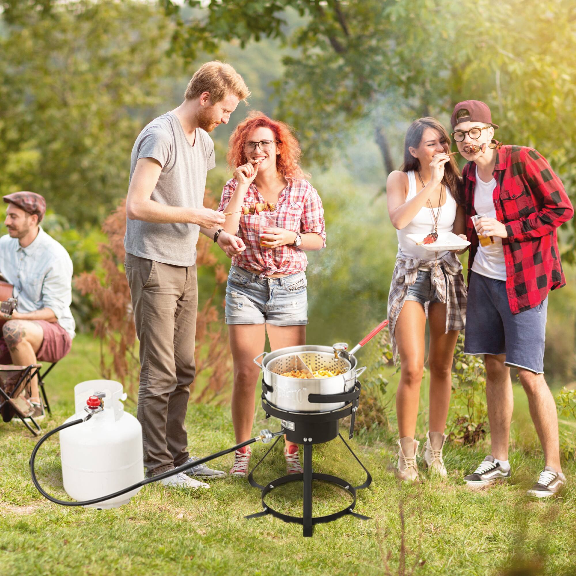 Alt View 1. FEASTO - 10 Qt Aluminum Outdoor Propane Gas Fish Fryer Pot Kit - Sliver.