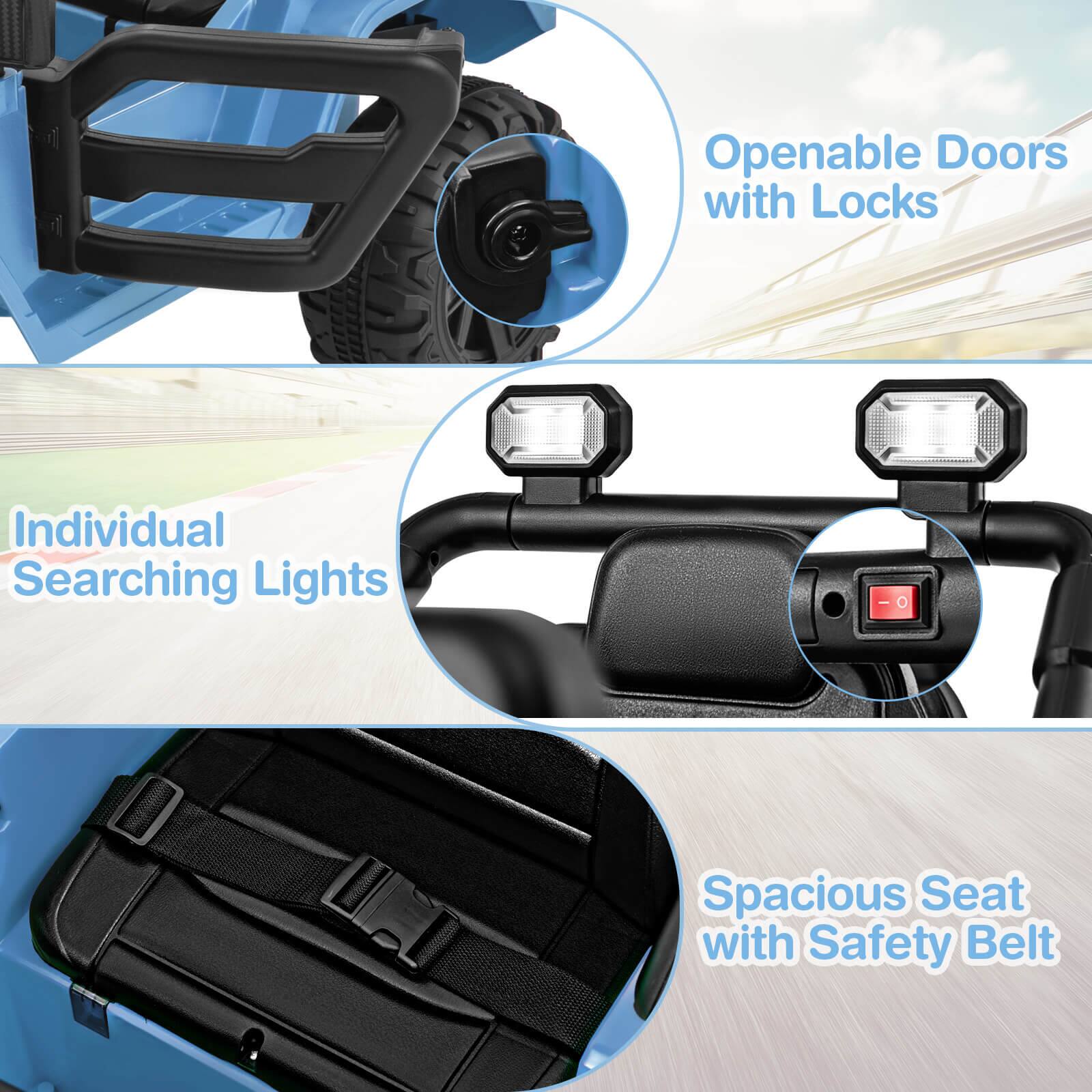 - Openable Doors with Locks
- Individual Searching Lights
- Spacious Seat with Safety Belt