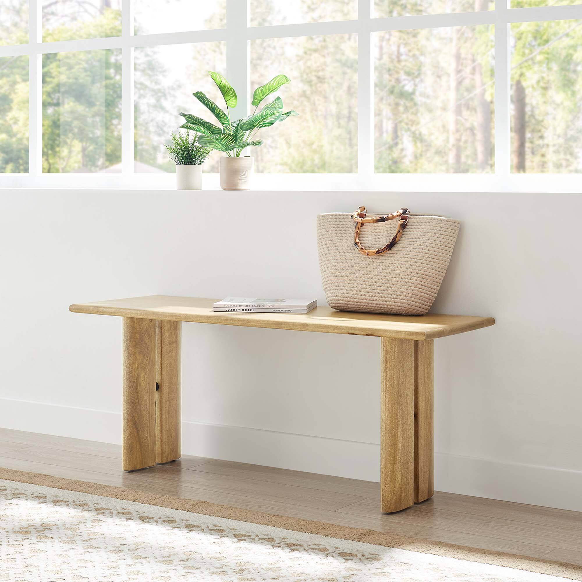 Alt View 4. Modway - Amistad 46" Wood Bench by Modway - Brown.