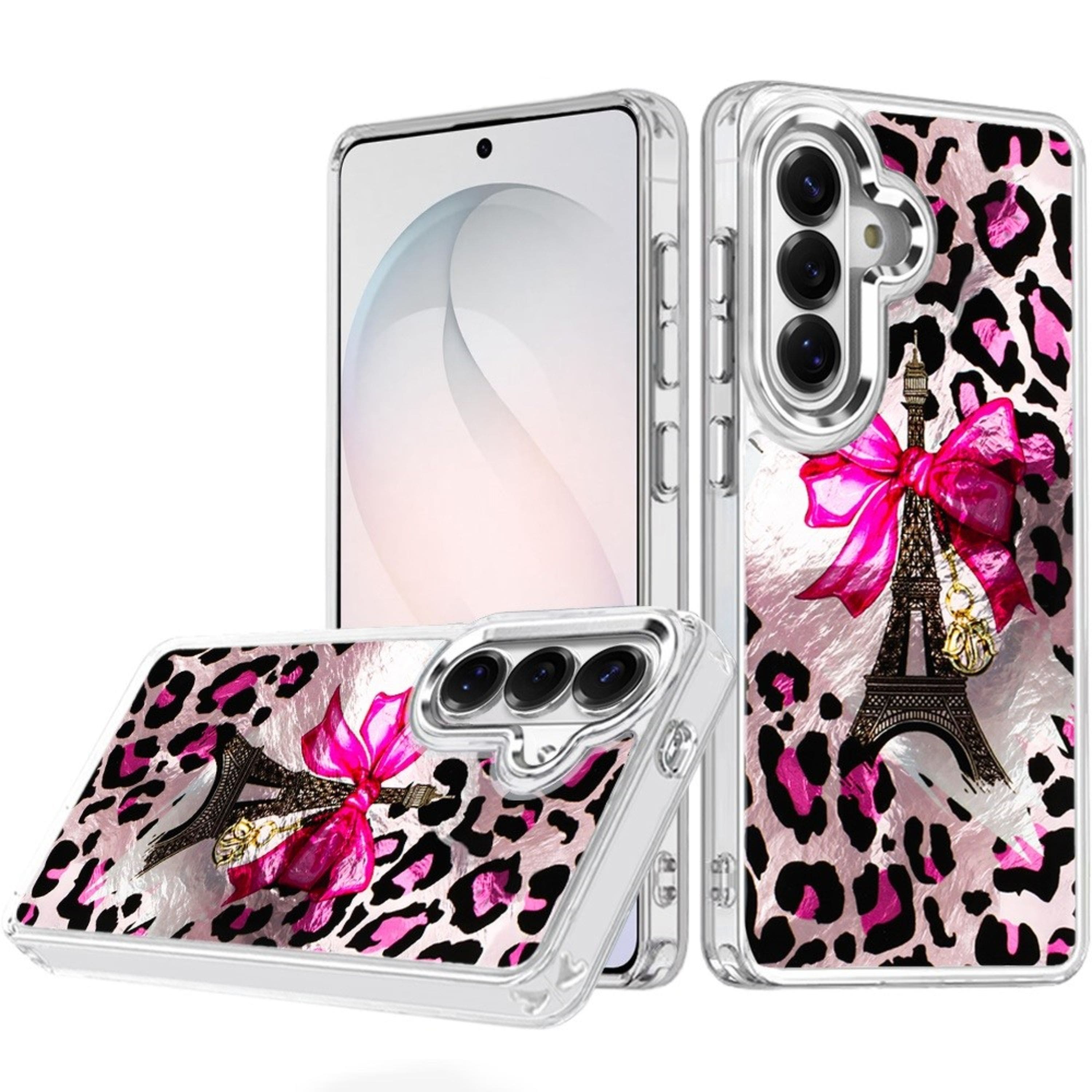 Kitcheniva - Cute In Mold Design Metallic Button Case With Tempered Glass For Samsung S26 FE C - Multicolor